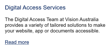 Screenshot example showing a blurb about Digital Access, with the link "Read more" under it.