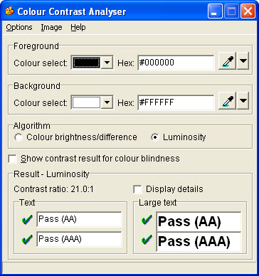 Colour contrast analyser