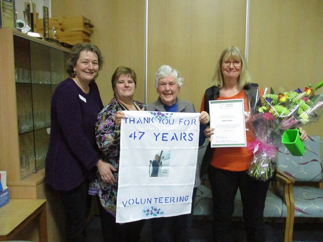 Edna with the day centre staff