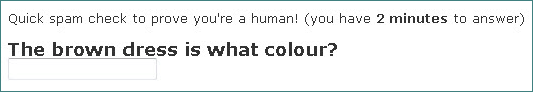 Quick spam check to prove you’re a human (you have 2 minutes to answer). The brown dress is what colour?