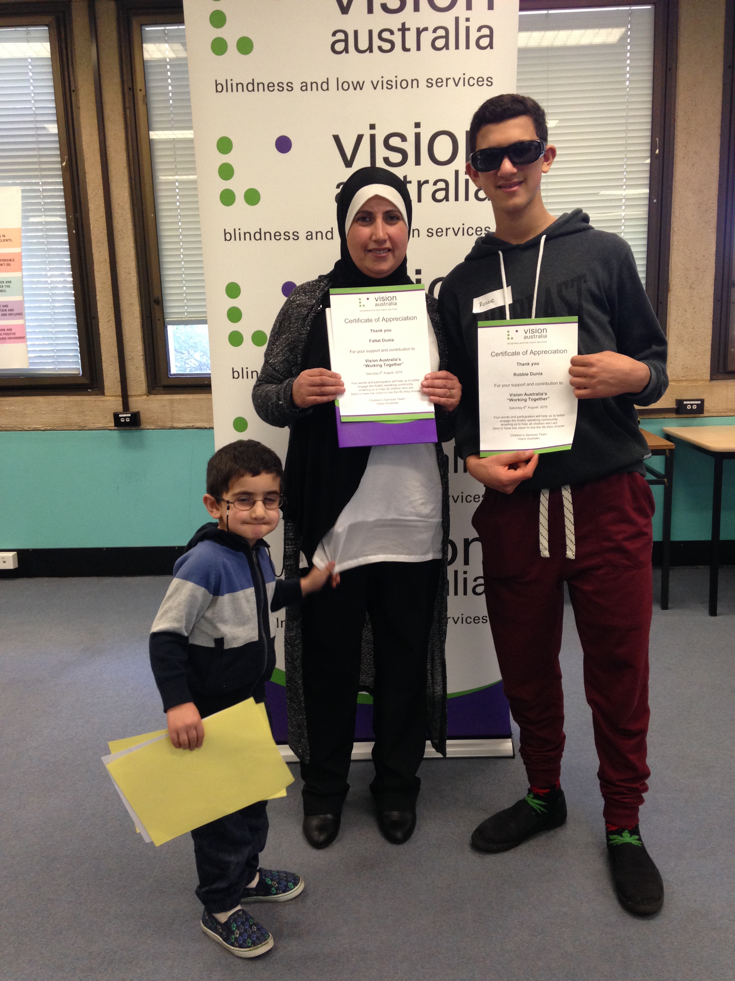 Dunia family Isaac, Fattat and Robbie Dunia at the Arabic Workshop