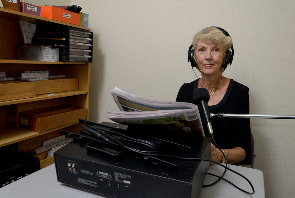 Volunteer Jean Wheeler - Albury Volunteer Jeanne Wheeler recording a newspaper