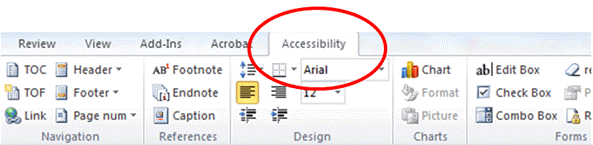 Image showing the Accessibility tab