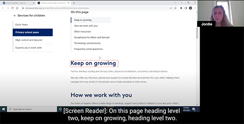 Image of Jordie using a screen reader