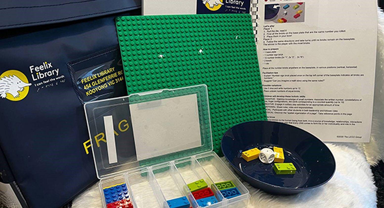 A Lego Braille kit on display