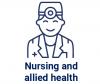 Icon - nurse with words "nursing and allied health"