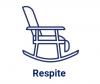 Icon of a rocking chair with words "respite".