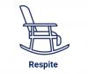Icon of a rocking chair with words "respite".